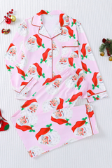 Women's Cute Santa Claus Print Christmas Pajama Set