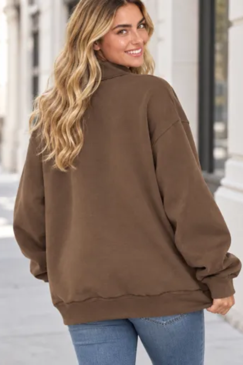 Women's Fall Oversized Letter Print Mockneck Sweatshirt