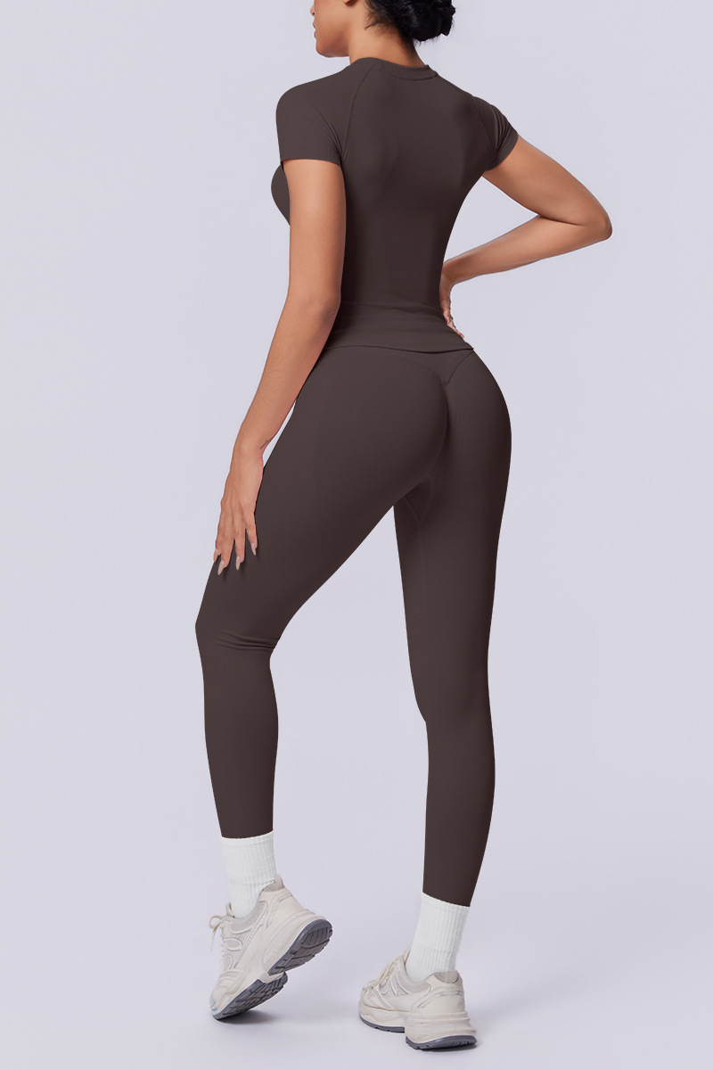 Women's Seamless Sets:Slim Fit T-shirt And Leggings