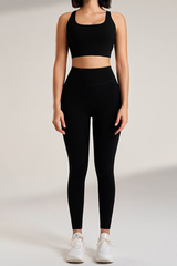 Women's Two-Piece Set:Cross Back Sports Bra & Yoga Leggings