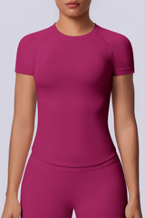 Women's Summer Seamless Solid High Stretch Breathable Tee