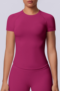 Women's Summer Seamless Solid High Stretch Breathable Tee