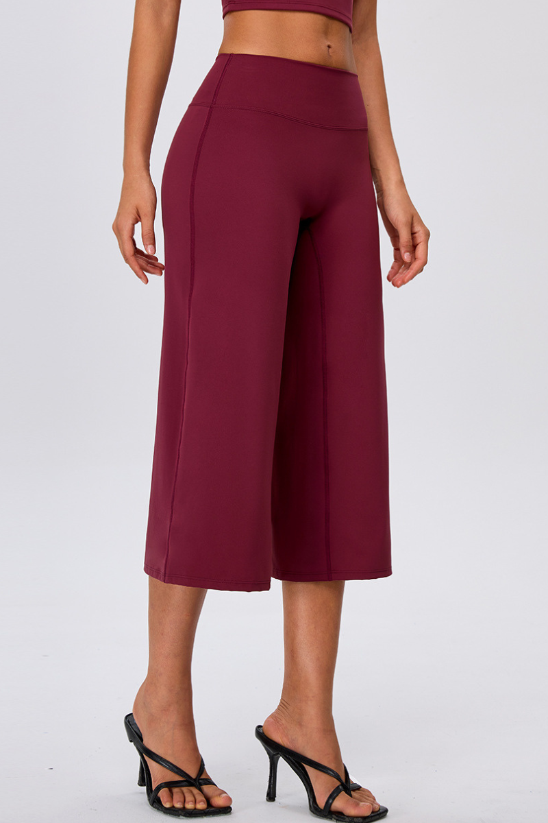 Women's No Front Seam Wide-Leg Cropped Yoga Pants