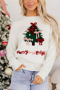 Women's Fall/Winter Christmas Tree Crew Neck Knit Sweaters