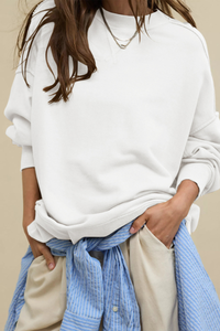 Women's Fall Oversize Side Slit Hem Drop Shoulder Pullover