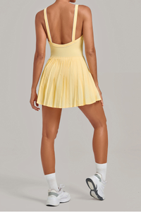 Women's Preppy Style Color Block Fixed Cups Tennis Dress