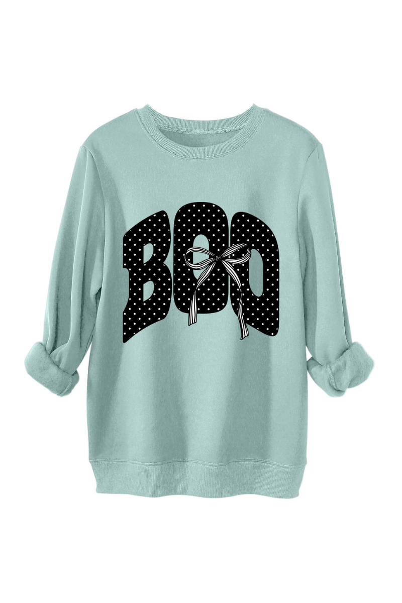 Women's Fall Boo Graphic Polka Dot Print Halloween Pullover