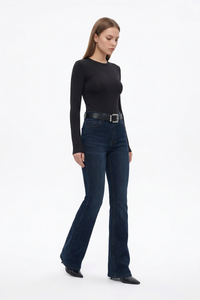 Women's Fall Washed High Waist Flare Jeans