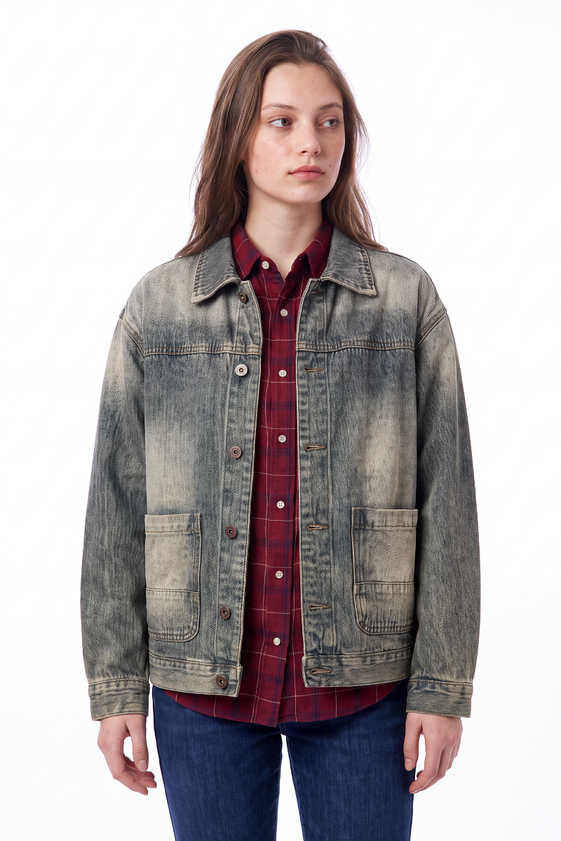 Women's Vintage Wash Relaxed Denim Jacket