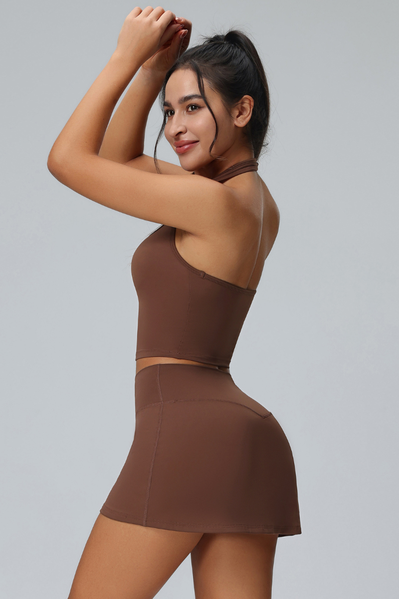 Women's Halter Vest & Tennis Skirt Two-Piece Set