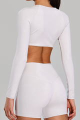 Women's Athletic Twist-Front Cropped V-neck Long Sleeves T-shirt