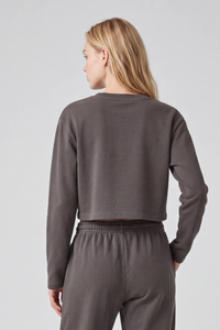 Women's 100% Cotton Washed Cropped Patchwork Cut Sweatshirt