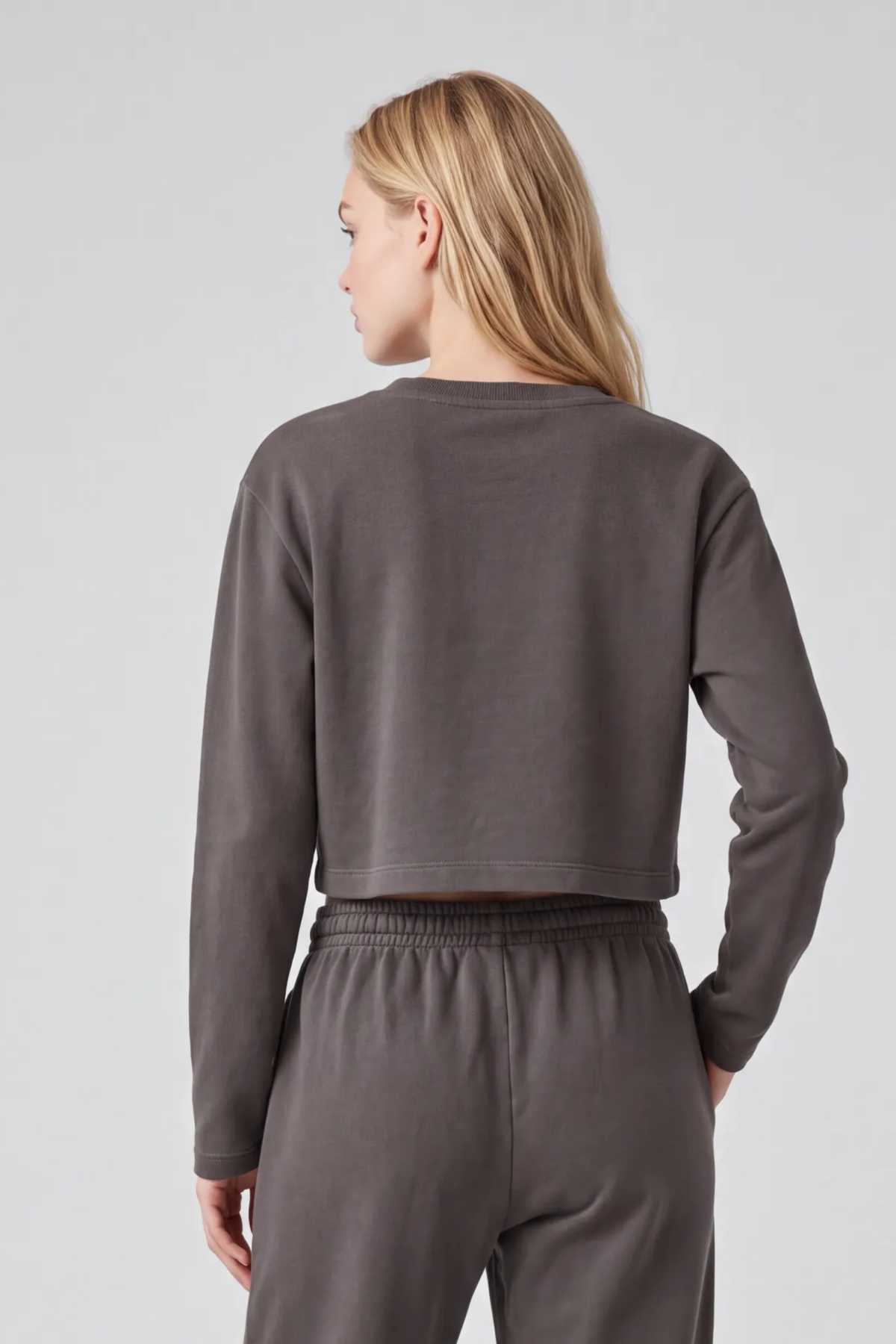 Women's 100% Cotton Washed Cropped Patchwork Cut Sweatshirt