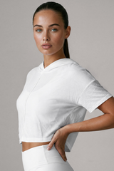 Women’s Hooded Cut Out Cropped Breathable Short-Sleeved Top