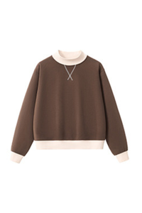 Women's Fall Cozy Fleece Mock Neck Color Block Sweatshirt