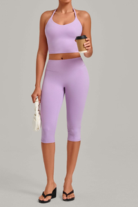 Women’s Halter Tank & Capri Leggings 2-Piece Yoga Set