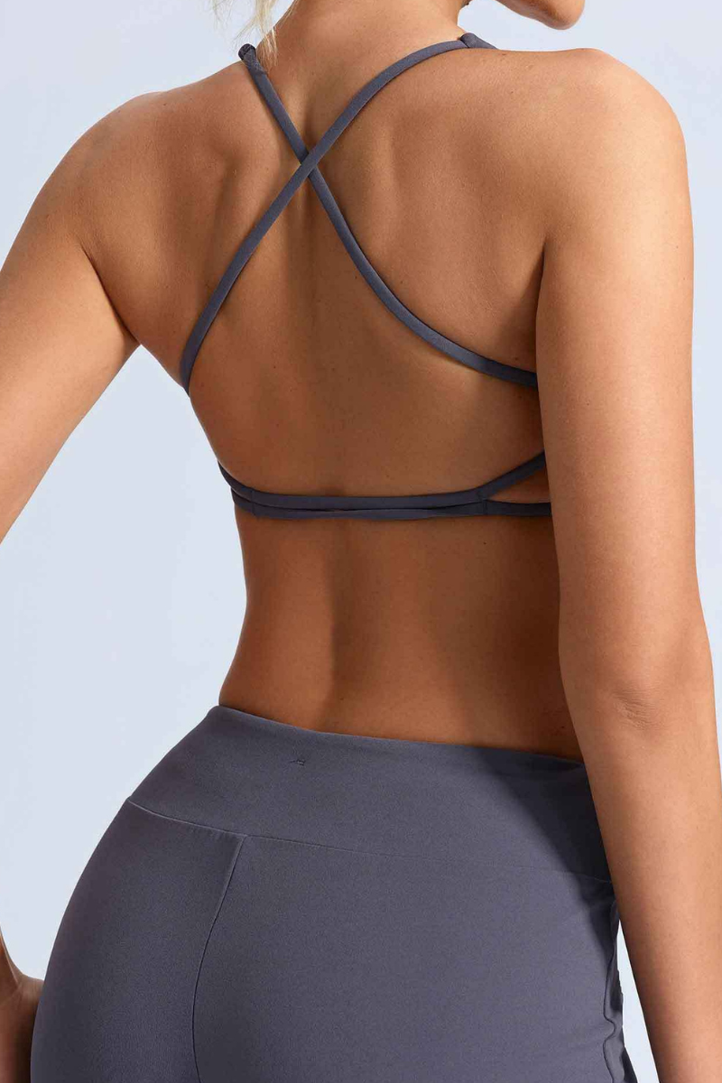 Women's Solid U-Neck Cross-back Sports Yoga Bra