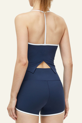 Women's Set: Y-shaped Back Tank Top & Color Block Shorts