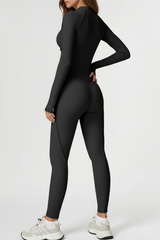 Women’s one-piece long-sleeve sport jumpsuit.