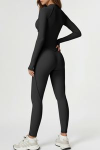 Women’s one-piece long-sleeve sport jumpsuit.