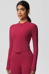 Women's round neck front zipper sports jacket