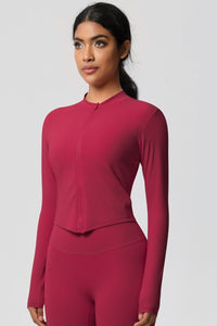 Women's round neck front zipper sports jacket
