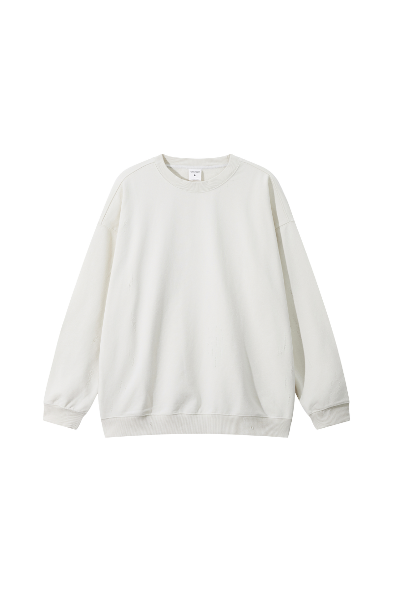 Men's Fall Washed Distressed Loose Drop Shoulder Pullover