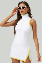 New color-blocked half-zip tennis one-piece dress