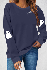 Women's Fall Halloween Gift Ghost Print Sweatshirt