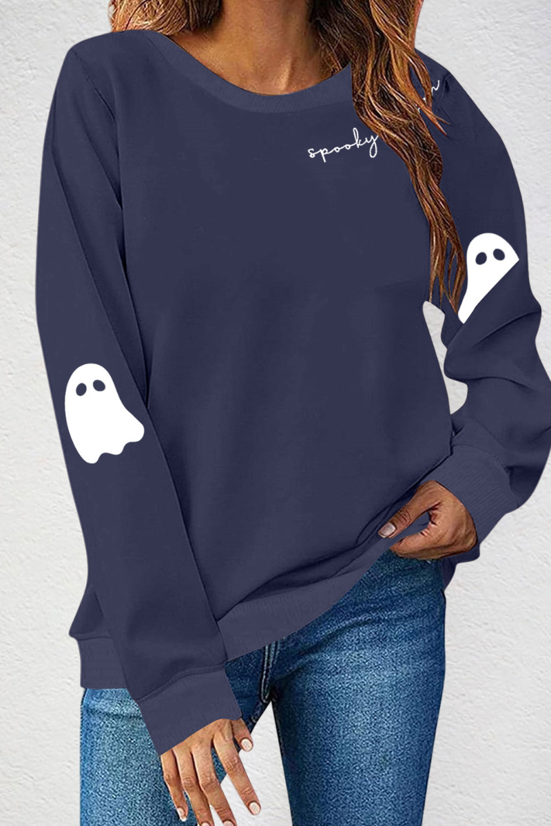 Women's Fall Halloween Gift Ghost Print Sweatshirt