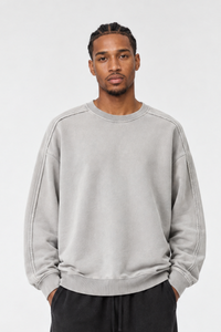 Men's Fall/Winter Fleece-Lined Dyed Vintage Pullover