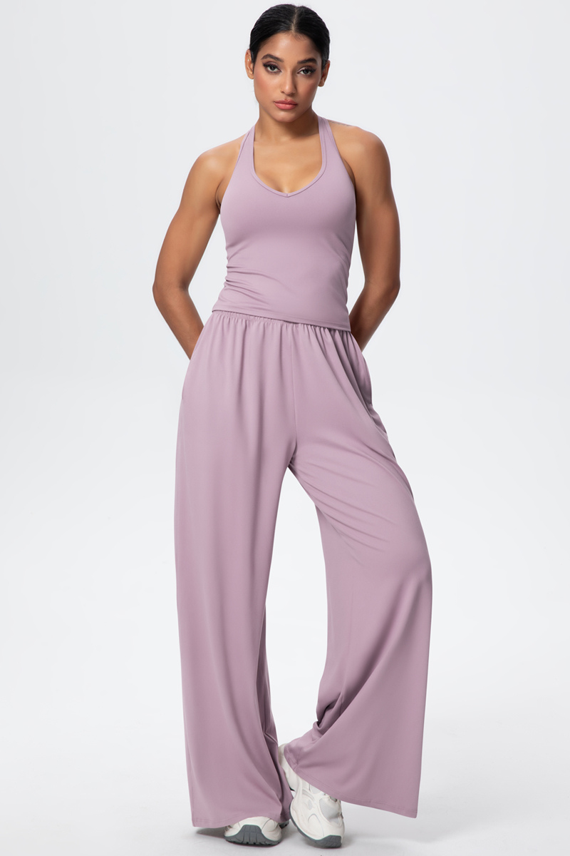 Women’s Set: Halterneck Tank Top & Wide-Leg Pants