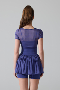 Women's Athleic Set:Faux Two-Piece T-shirt And Mini Skirt