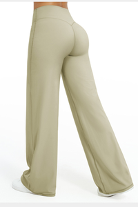 Women's High Waist V-Seam Butt Lifting Draped Wide Leg Pants