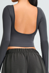 Women's Athletic Slim Backless Quick-dry Long Sleeves T-shirt