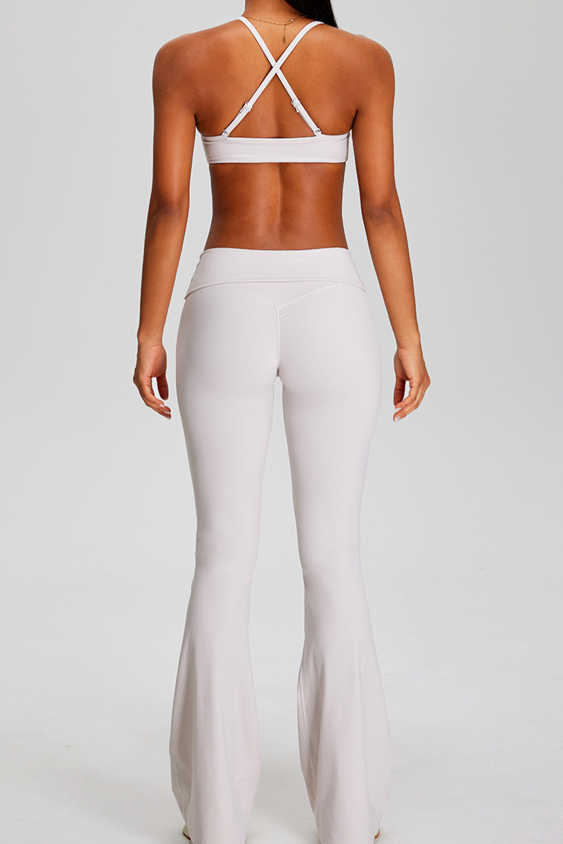 Women's Sport Set:Twist Front Triangle Cup Bra & Flare Pants