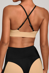 Women's Athletic V-Neck Triangle Cup Color Block Bra