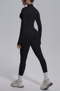 Women's Stand Collar Slim Fit Jacket & Yoga Leggings 2 Piece Set