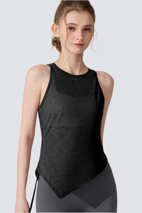 Women's  Summer Side Drawstring Sheer Breathable Tank Top
