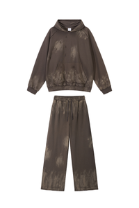 Women's Vintage Fall Set: Washed Hoodie & Wide-Leg Sweatpant