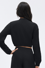 Women's Stand Collar Full Zip Long Sleeve Loose Fit Jacket