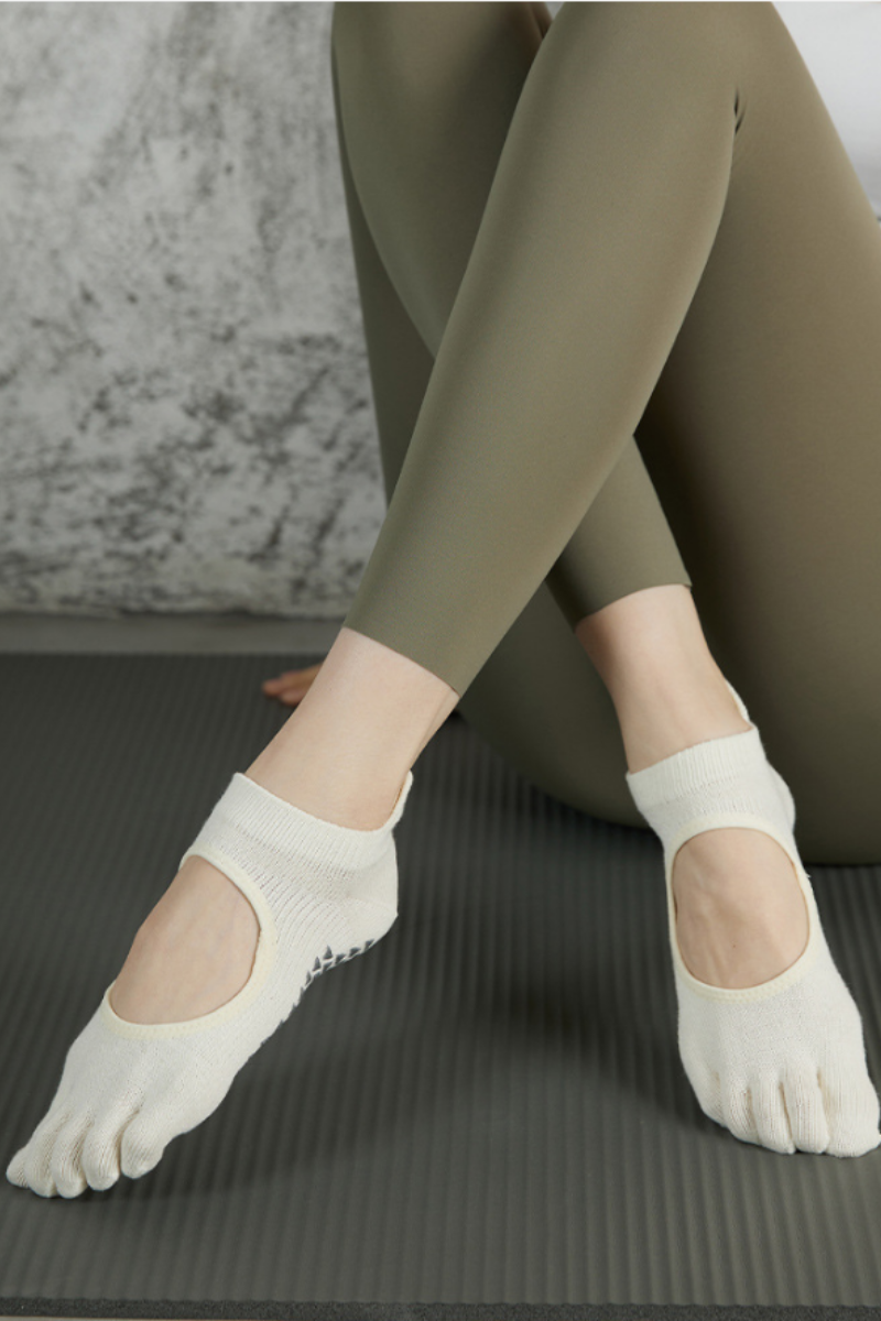 Women's Cut-Out Pilates Yoga Grip Five-Toe Socks