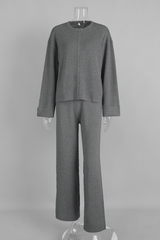 Zipper-fastened jacket and long pants set