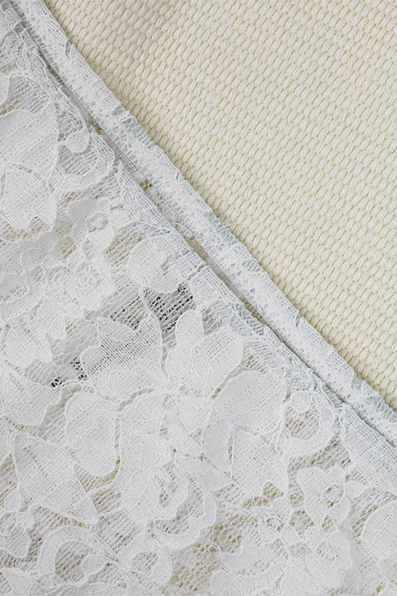 Women's Wide Strap Sheer Lace Cover-up Bikini Set - 3pcs