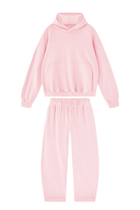 Women's 100% Cotton Fall Washed Hoodie & Curved Sweatpant Set