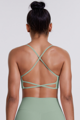 Women's Crisscross Back Spaghetti Straps Quick Dry Sports Bra