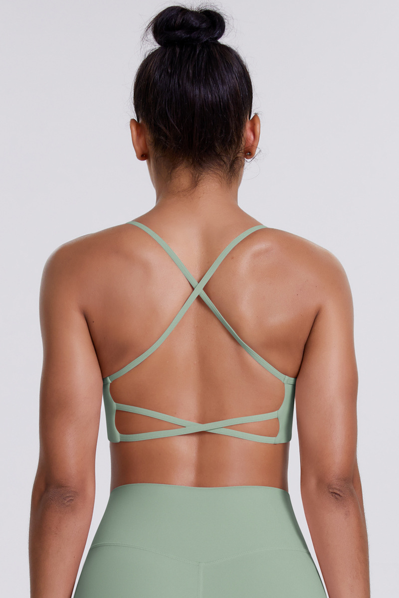 Women's Crisscross Back Spaghetti Straps Quick Dry Sports Bra