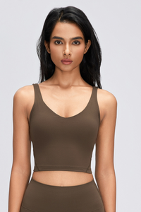 Women's Naked Feeling V Neck Padded Sports Yoga Bra