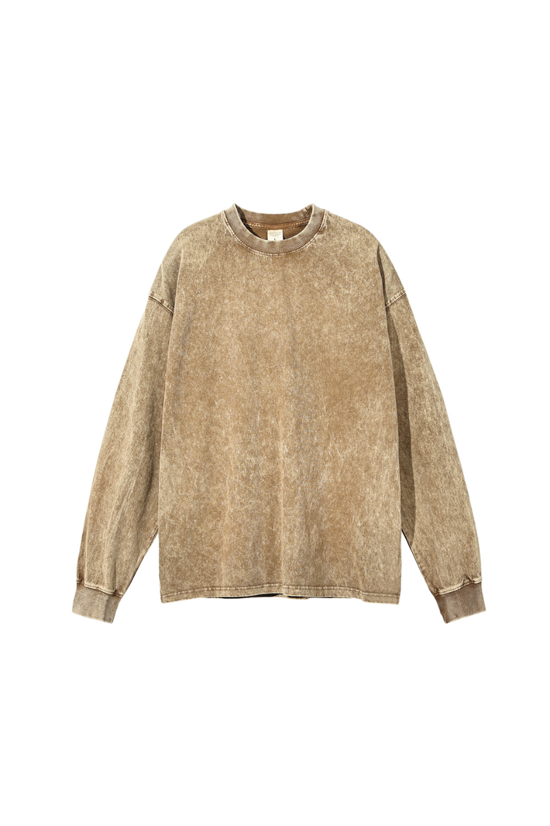 Unisex 100% Cotton Fall Vintage Washed Oversized Pullover