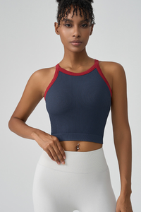 Long-sleeve, color-contrast sports bra